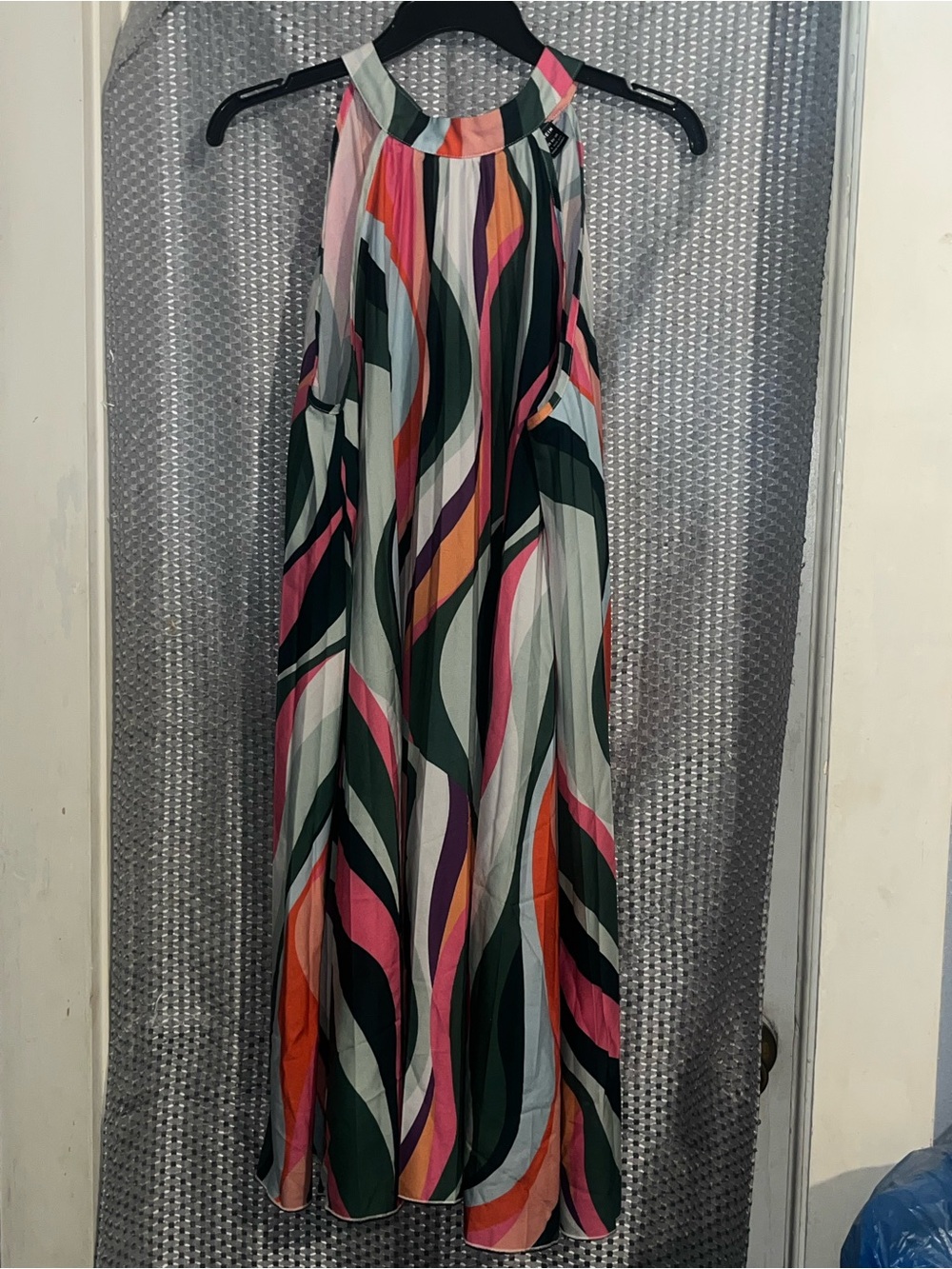 SHEIN Multicolor Halter Maxi with Pink, Green & Orange Swirl